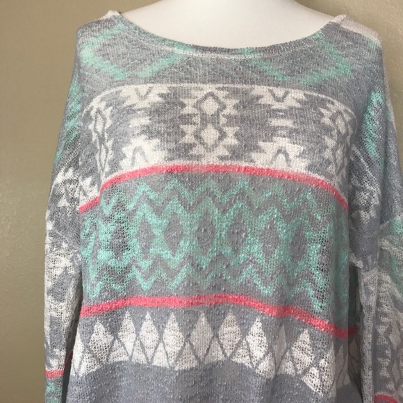 LUNA CHIC Long Knitted Pink Grey Multi Sweater M - Picture 4 of 7